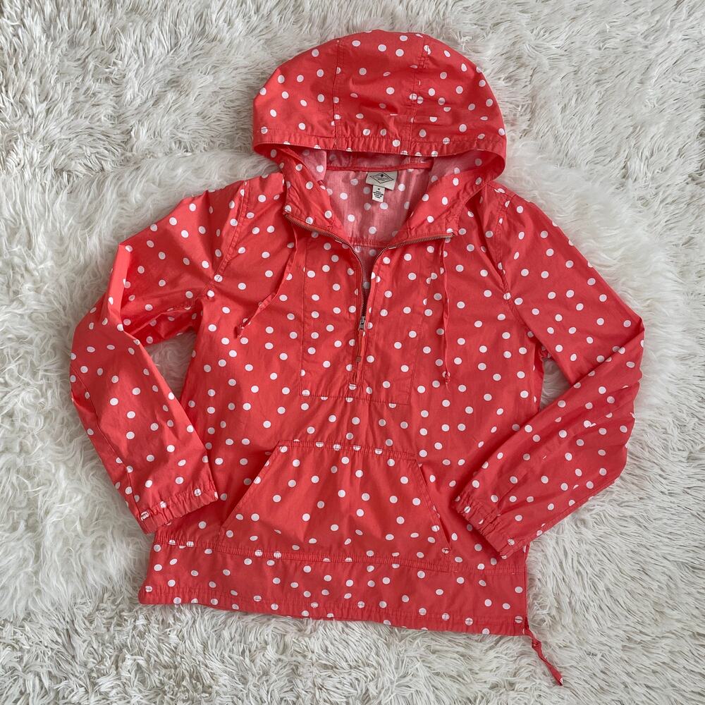 St John's Bay Lightweight Polka Dot Anorak Jacket in Coral, size S